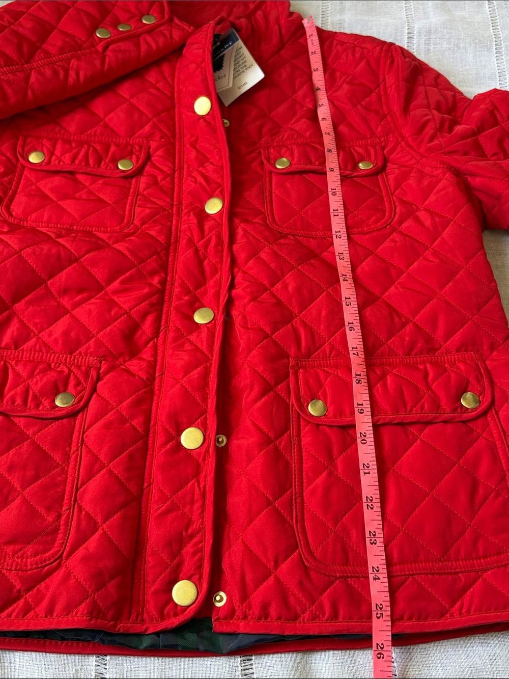 crown & ivy Bright Red Quilted Jacket with Gold-Tone Buttons - Picture 13 of 14